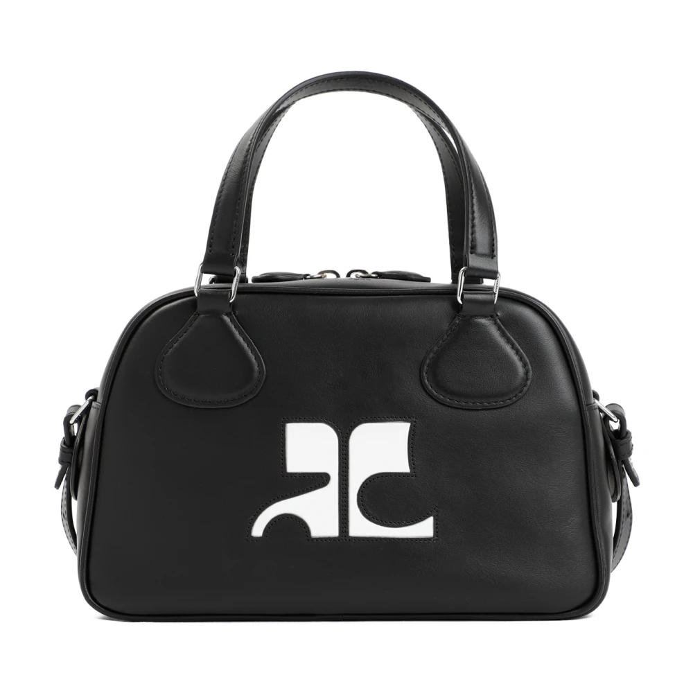 Courrèges Zwarte Leren Bowling Handtas Black Dames
