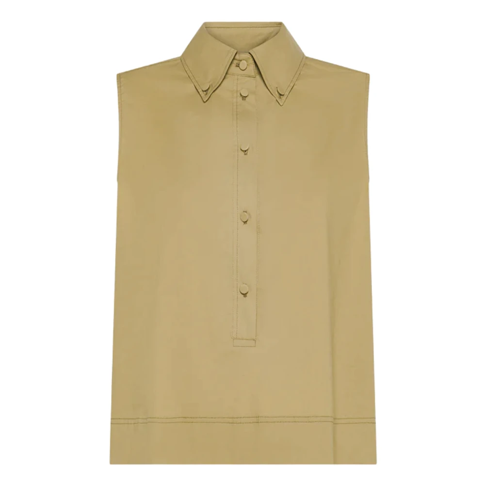Seventy Women's Beige Camicia Smanicata In Popeline Stretch - Shirts - Xs - Blouses & Shirts