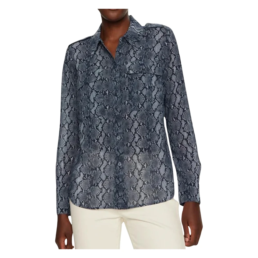 Michael Kors Admiral Button Down Blouse Gray Dames