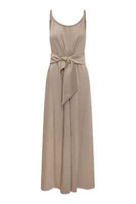 Crepe Twill Klänning med Skärp
