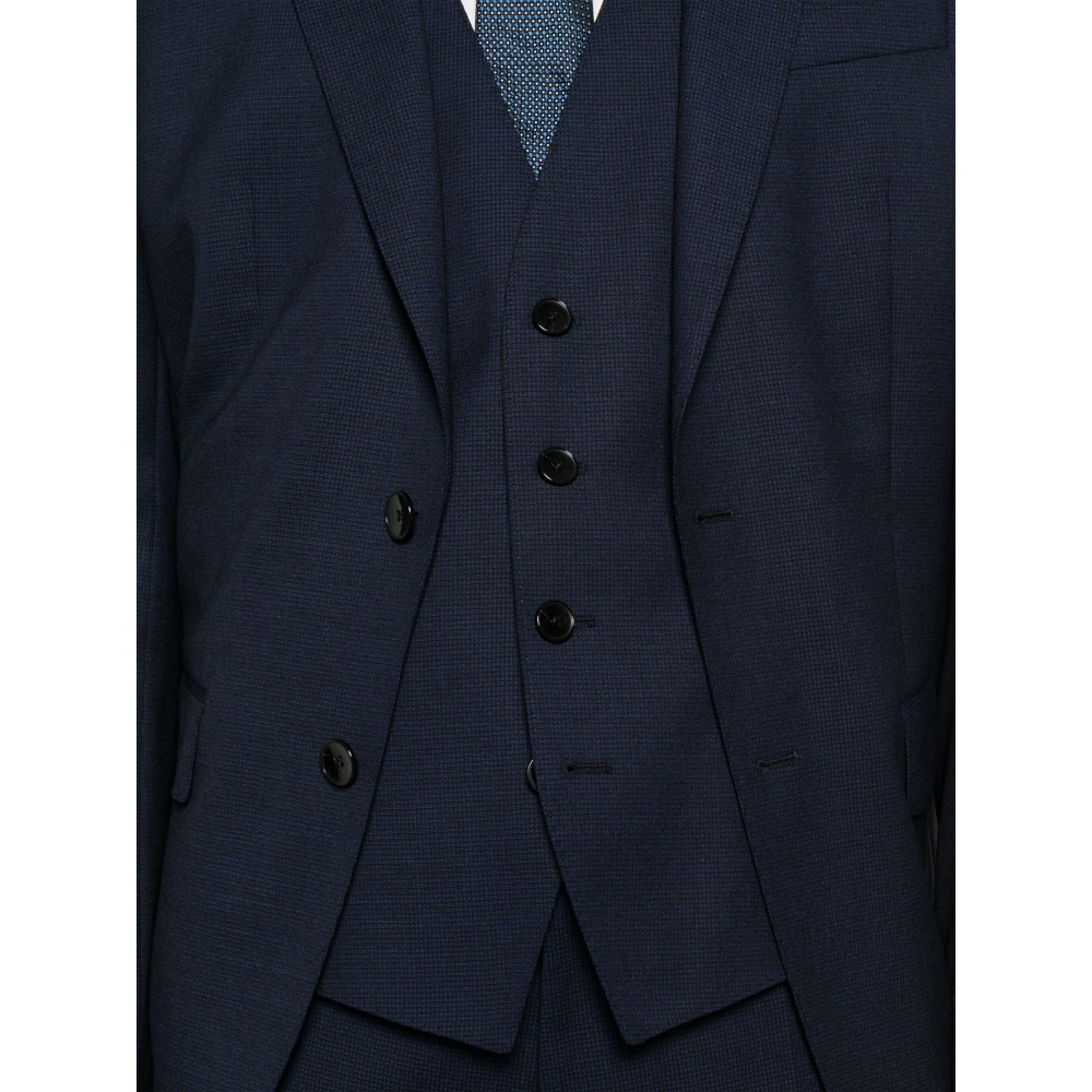 Hugo Boss Slim Fit Wollen Pak met 2 Knopen Blue Heren