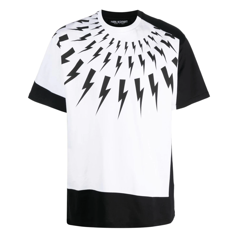 Neil Barrett Men's Multicolor T-Shirts,, Split Front Lightning Bolt Printed  T-Shirt In Black Small - Shopping.com
