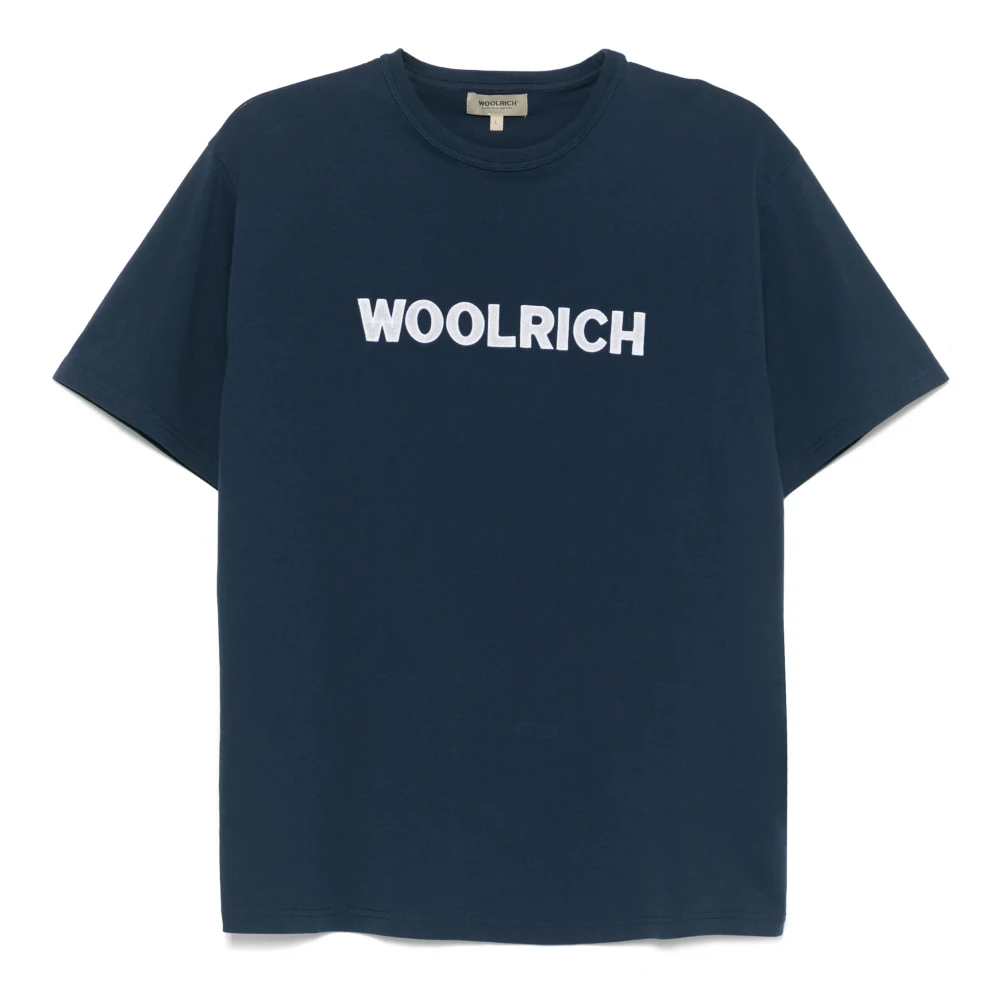 Woolrich Blauw Crew Neck T-shirt met Logo Blue Heren