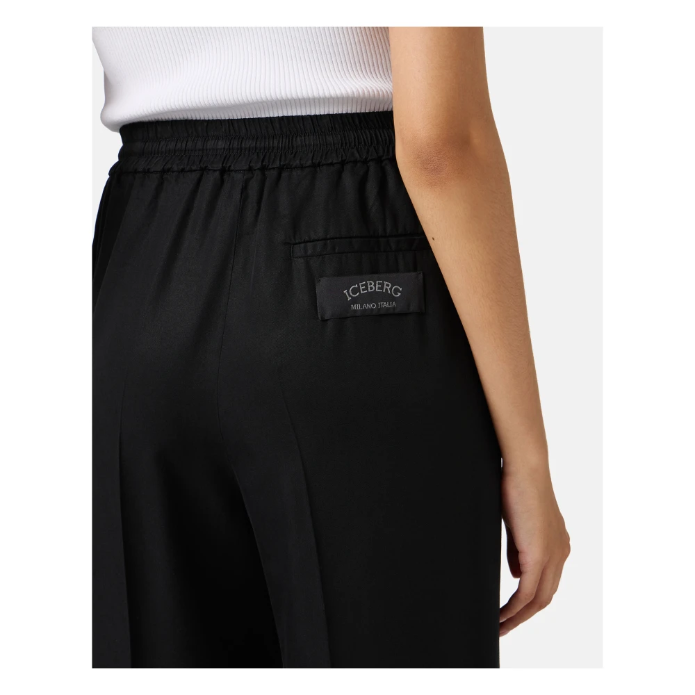 Iceberg Zwarte jogger fit broek in vloeiende tencel stof Black Dames