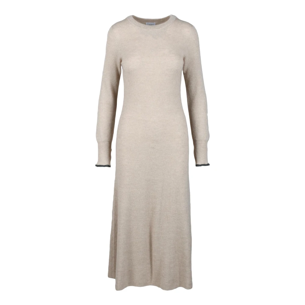 BRUNELLO CUCINELLI Alpaca Katoenen Jurk Beige Dames