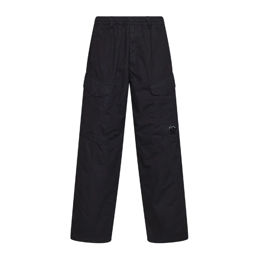C.p. Company Black Micro-Reps Boxy Cargo Trousers - Male - Wide Trousers - M - Trousers