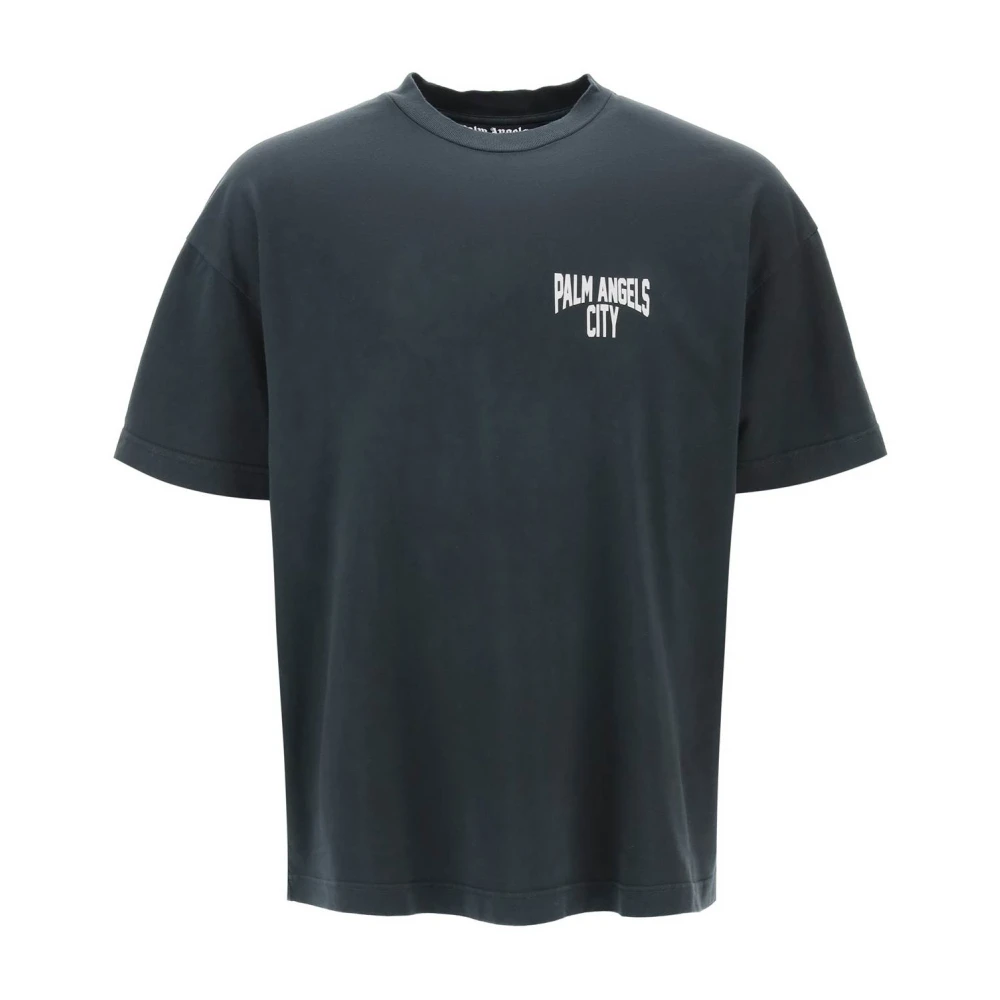 Palm Angels Stad Logo Print T-Shirt Gray Heren