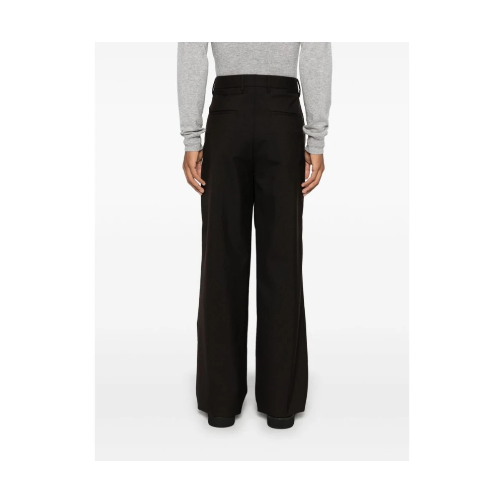 Lardini Gestructureerde Wol Tapered Leg Broek Brown Heren