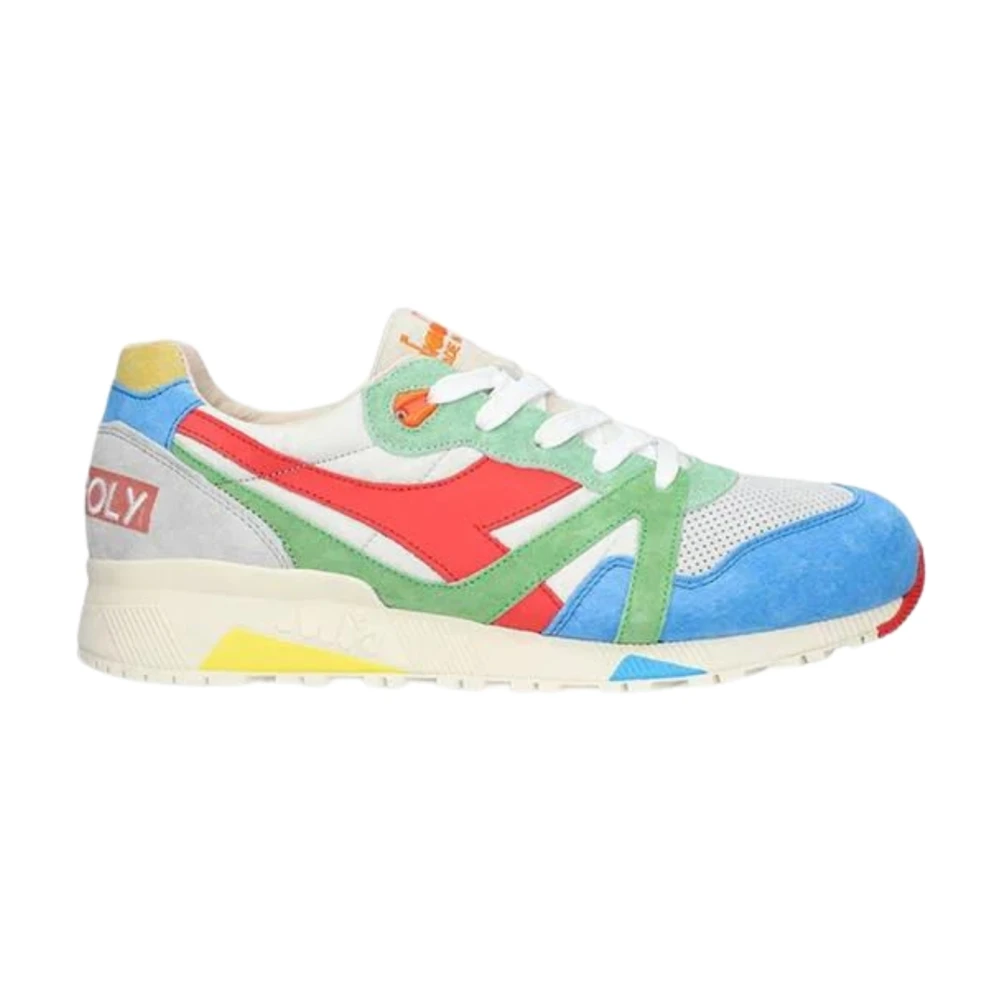 Diadora Limited Edition Grijze Leren Sneakers Dames Schoenen Veelkleurig Multicolor