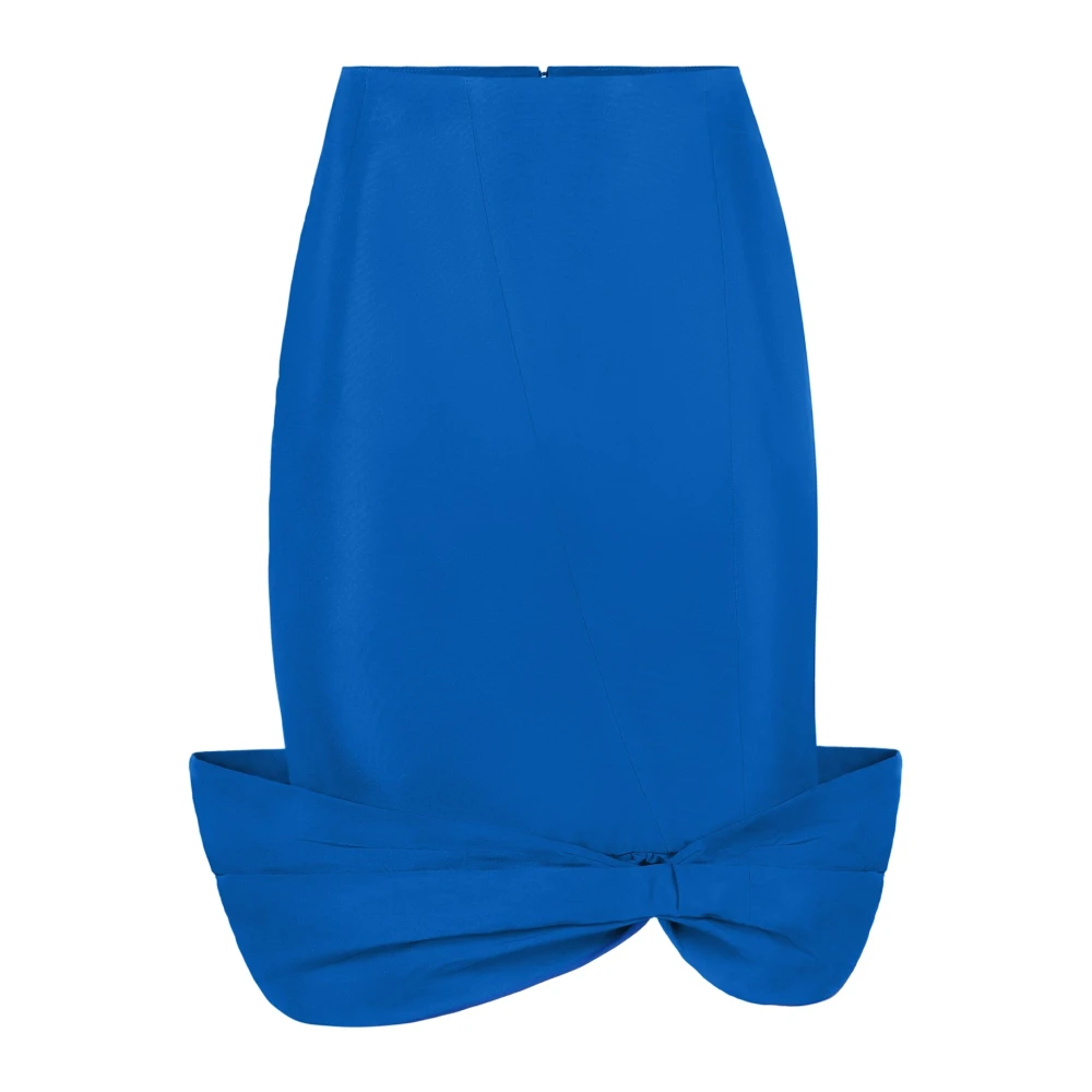 Nina Ricci Blå Taffeta Båge Peplum Midi Kjol Blue, Dam