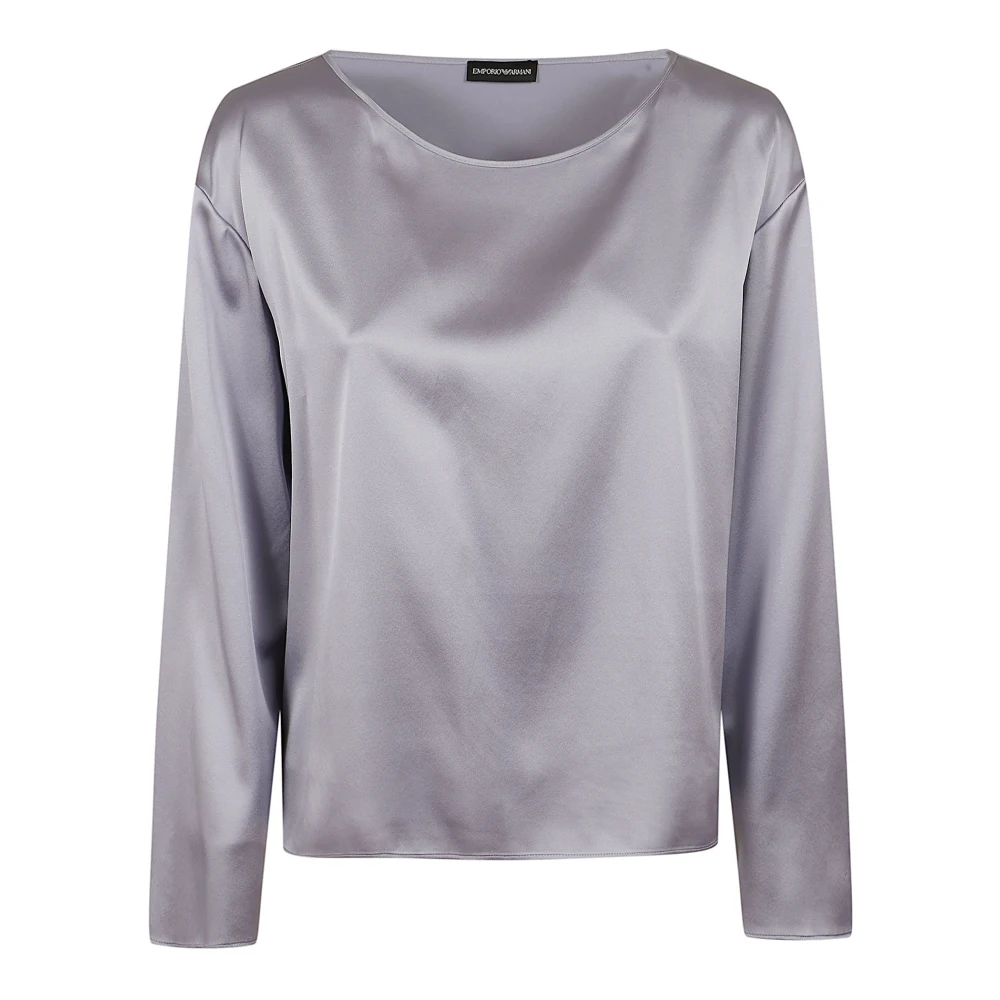 Emporio Armani Vrouw Purper Overhemden Dames, Paars, Xs, Satijn, Zijden Satijnen Blouse