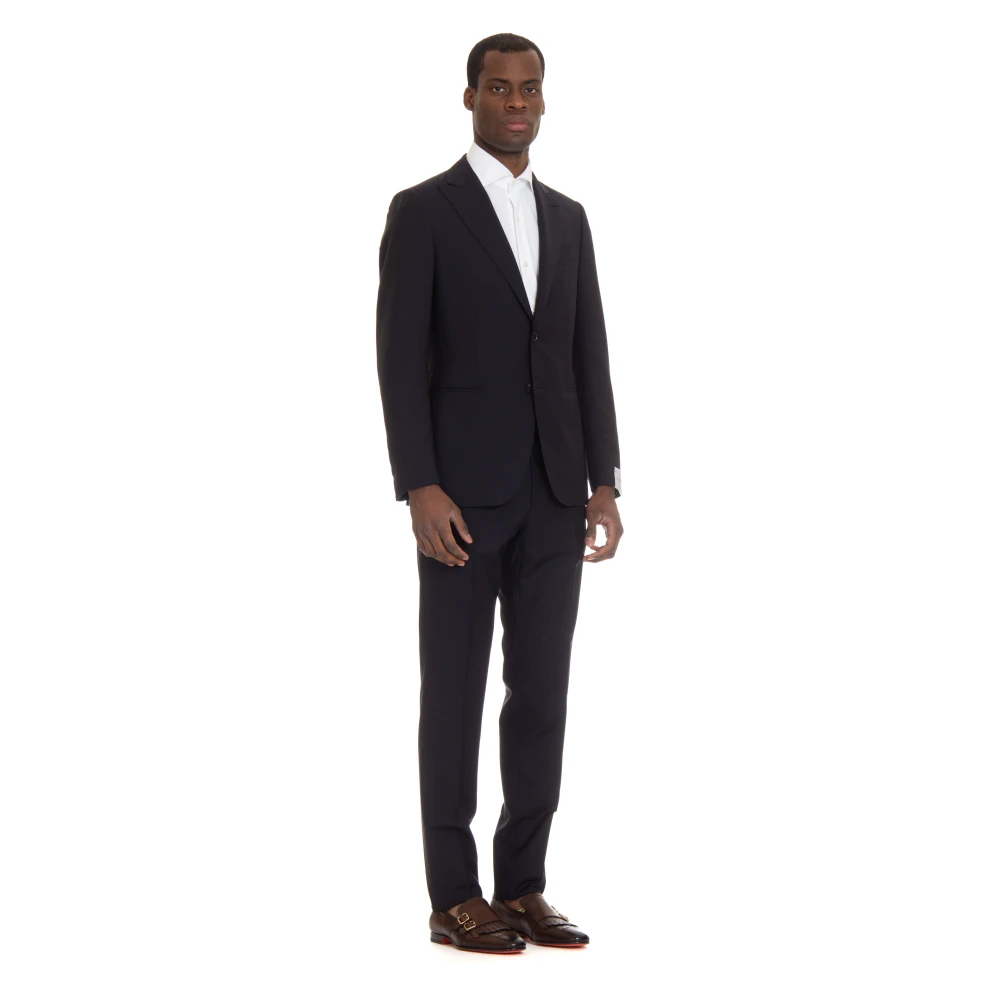Caruso Blauwe Miura Slim Fit Maatwerk Jurk Blue Heren