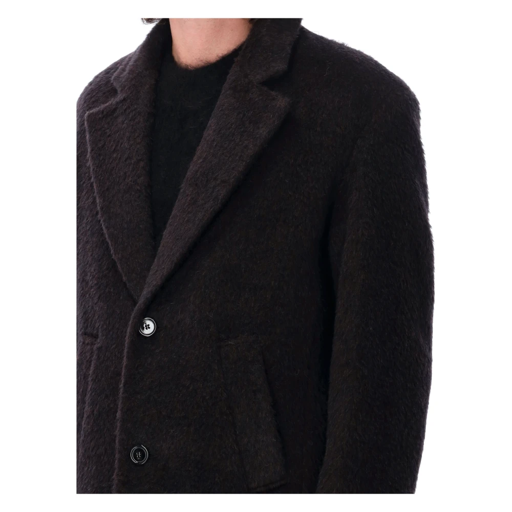 Séfr Luxe Wollen Blend Jas Ursine Melange Brown Heren