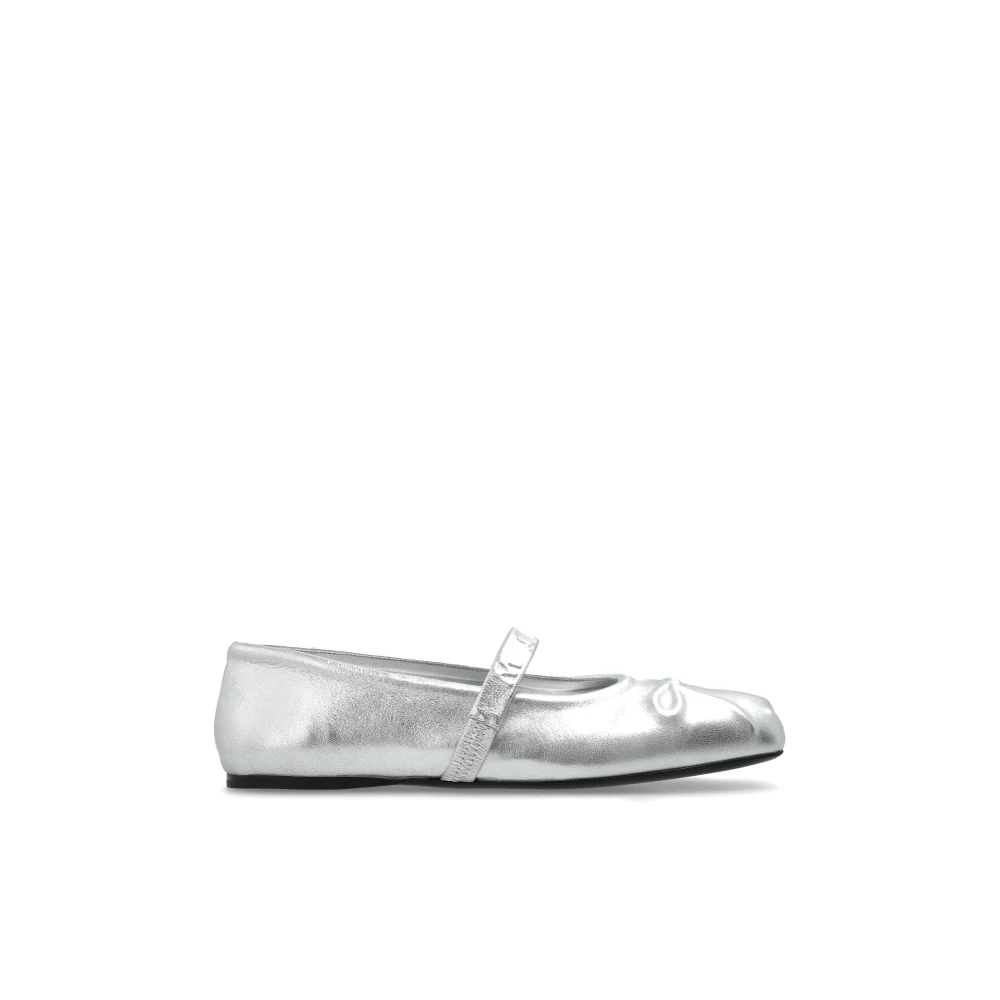 Marni Women's Gray Ballerina Shoes, 7 Uk, Leather Ballet Flats