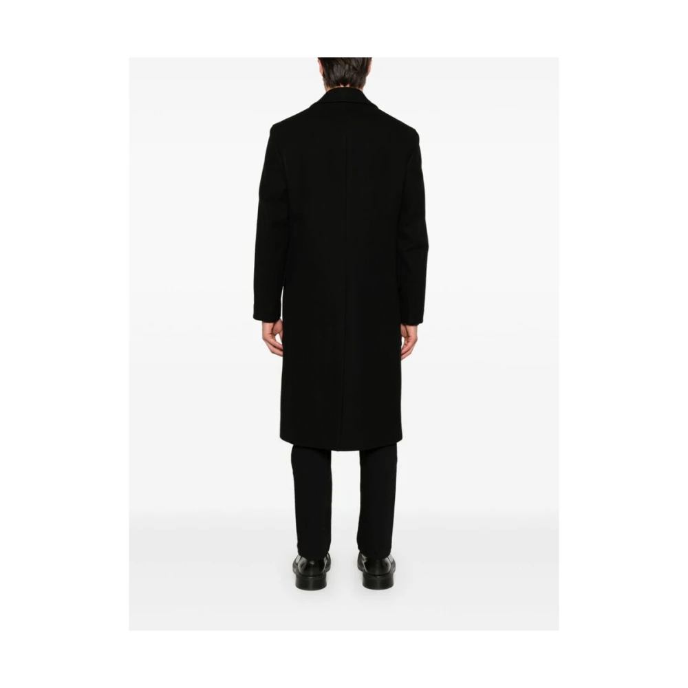 Lardini Zwarte Wollen Blend Double-Breasted Jas Black Heren