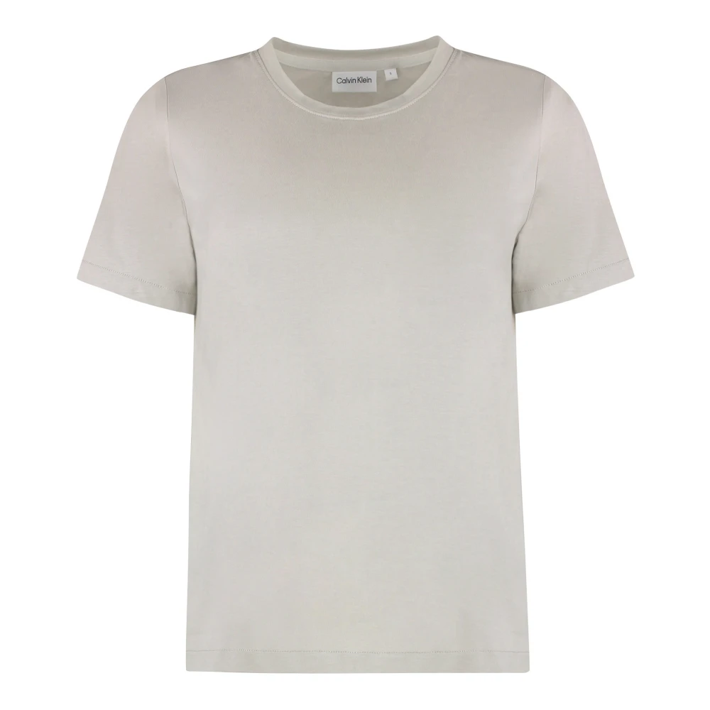 Calvin Klein Geribbelde Katoenen Crew-Neck T-shirt Gray Dames