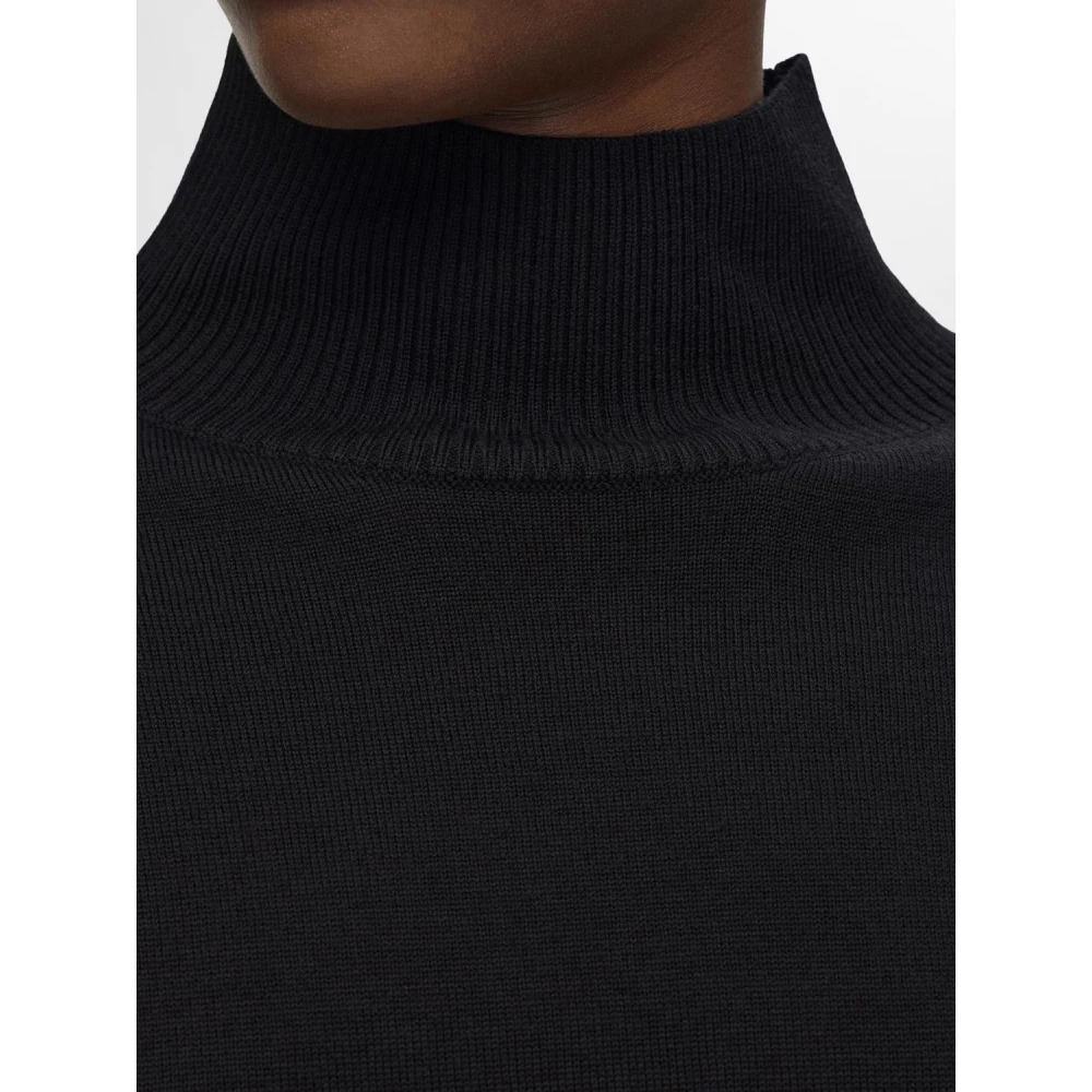 Selected Femme Merino Wol Coltrui Zwart Black Dames