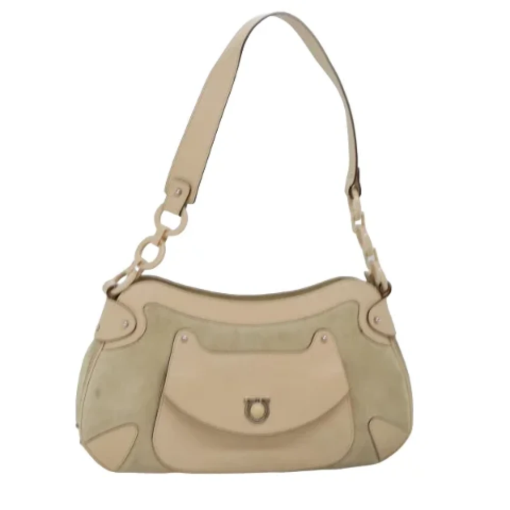 Salvatore Ferragamo Pre-owned Suede shoulder-bags Beige Dames