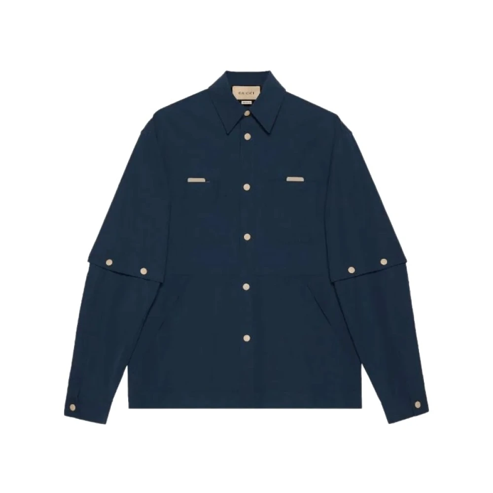 Gucci Straight-point Collar Katoenen Overhemd Blue Heren