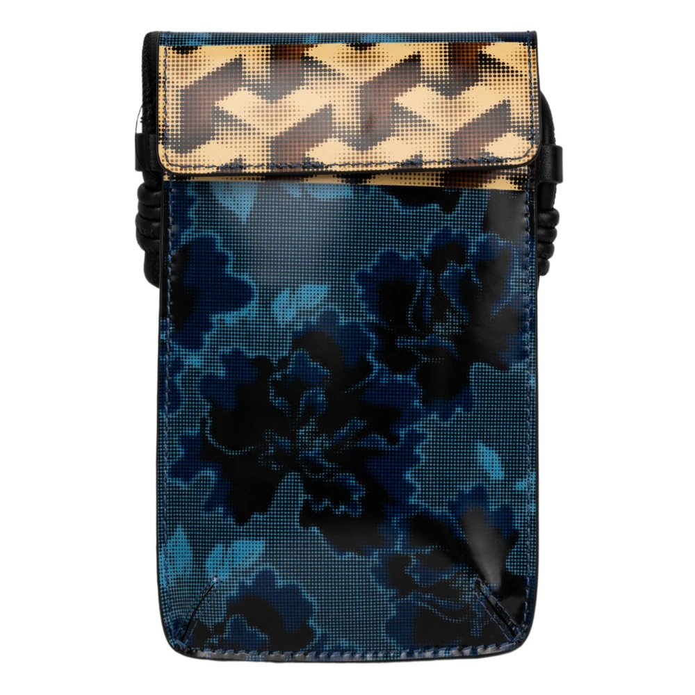 Dries Van Noten Blauw Navy Leren Telefoonhouder Band Blue Heren