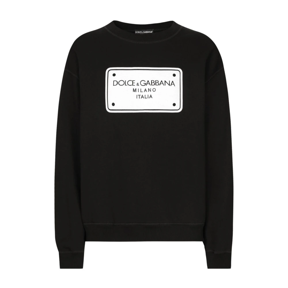 Dolce & Gabbana Zwarte Sweater Felpa Giroc.man.lung Black Heren