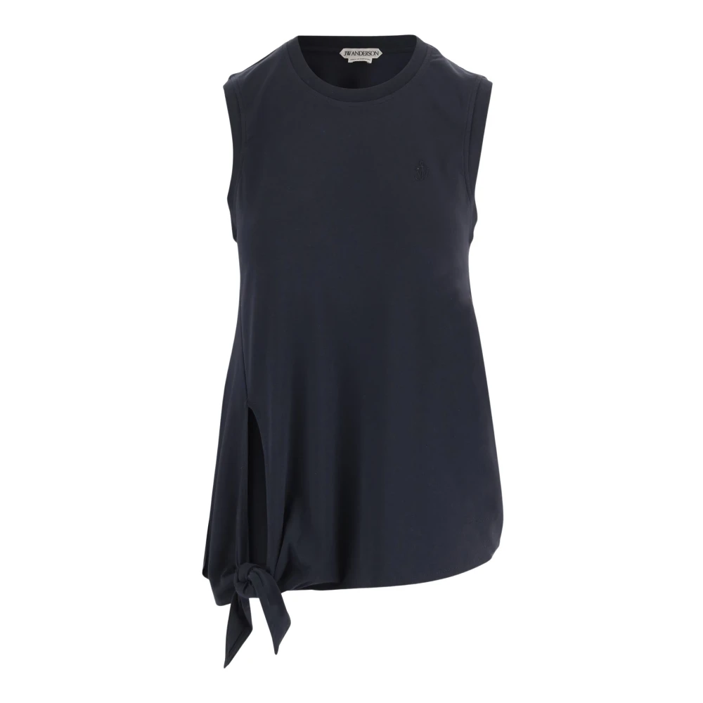 Jw Anderson Women's Blue Knotted-Side Cotton Jumper - Sleeveless Tops - Xs - Tops