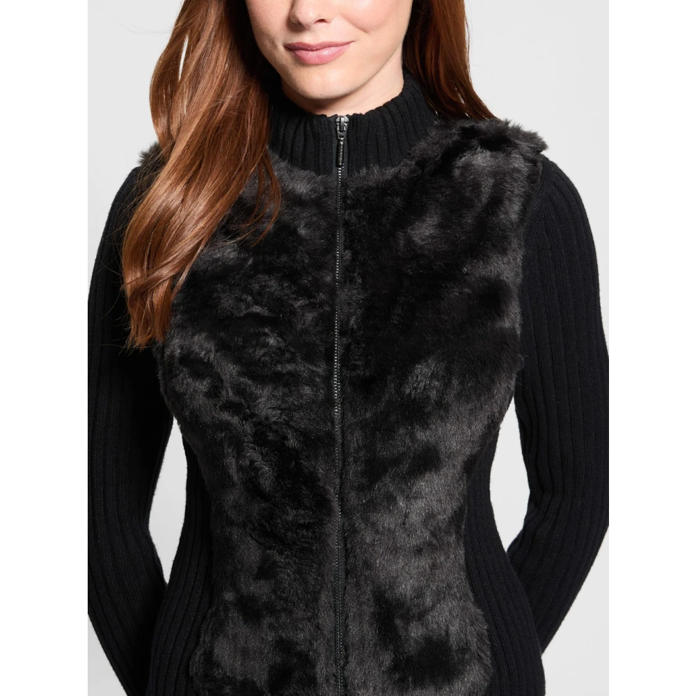 Guess Zwart Bontmix Vest Stijlvol Trendy Black Dames
