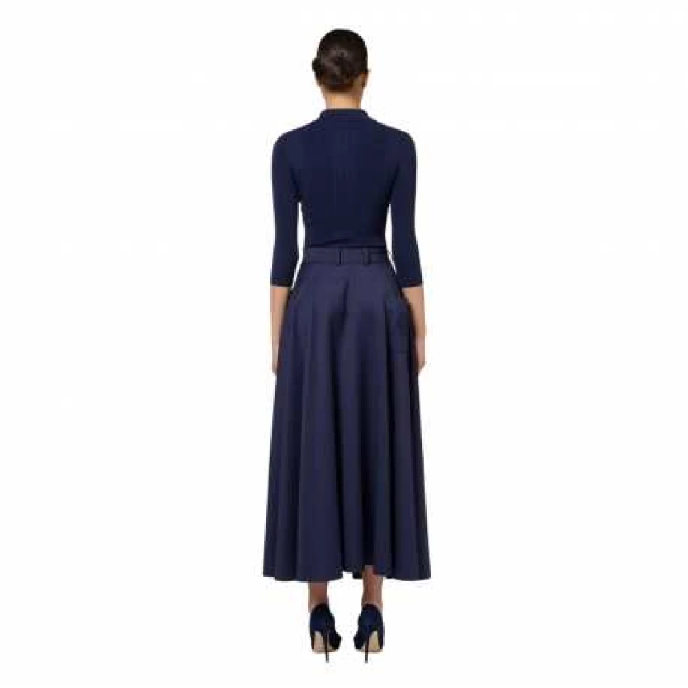 Elisabetta Franchi Navy Polo Shirt 3 4 Mouw Metalen Knopen Blue Dames
