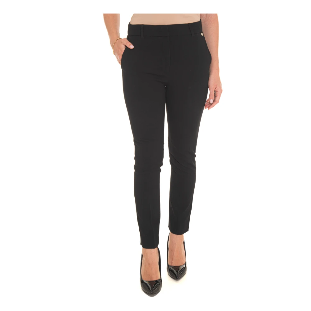 Liu Jo Crêpe Chino Broek met Medium Taille Black Dames