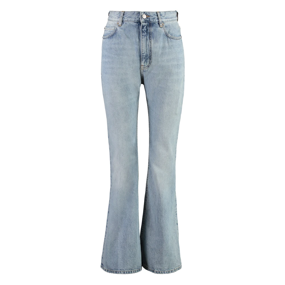Balenciaga Distressed Flare Jeans met Achterlogo Blue Dames