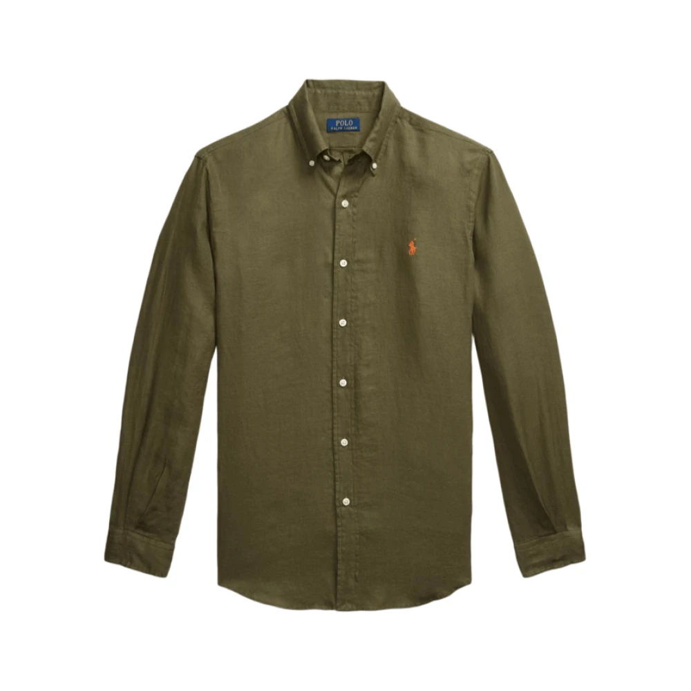 Polo Ralph Lauren Men's Green Casual Shirts, Xl, Linen Polo Shirt