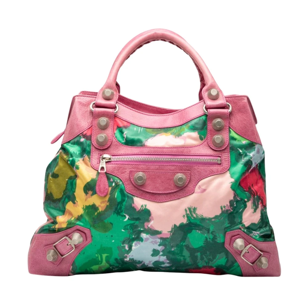 Balenciaga Vintage Women's Pink Pre-Owned Printed Leather Satchel