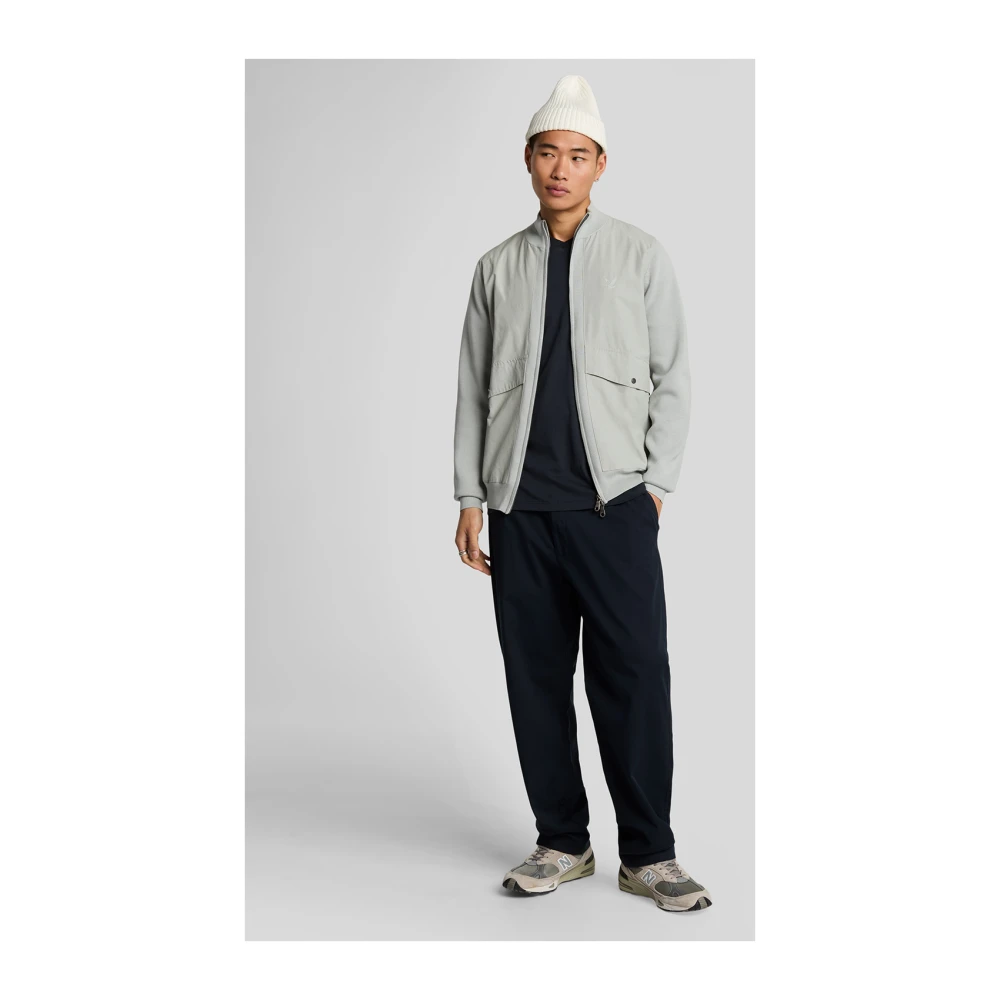 Lyle & Scott Mid Knits Milano Hybrid Full Zip Gebreid Jack Blue Heren