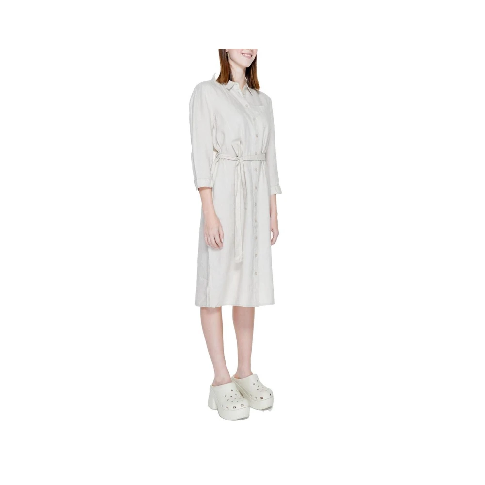 Street One Linnen Lange Jurk Lente Zomer Collectie Beige Dames