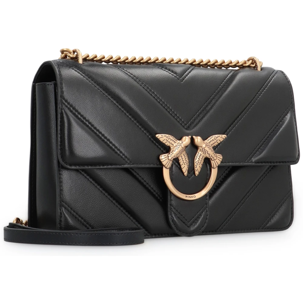 pinko Gewatteerde leren crossbody tas met Love Birds gesp Black Dames