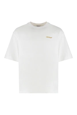 Räfflad crew-neck T-shirt i bomull