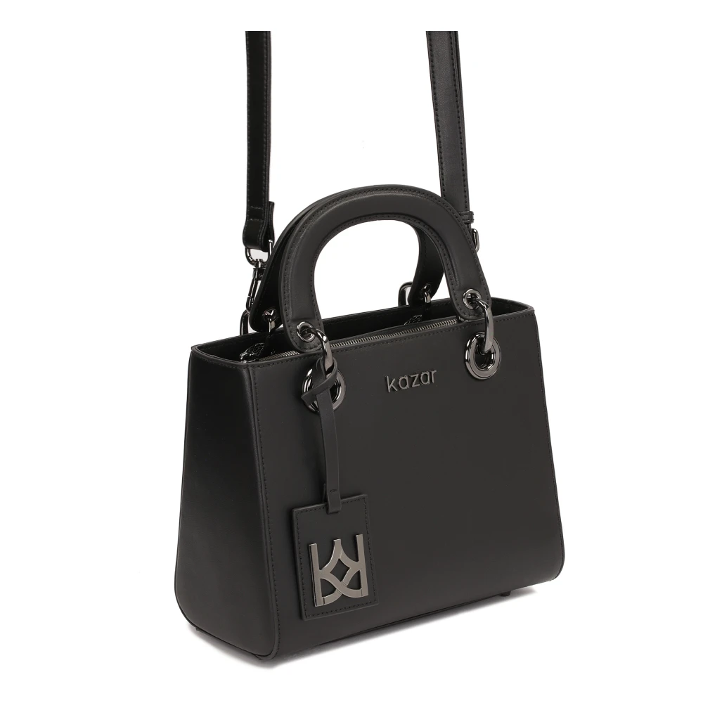 Kazar Gevoerde leren handtas met handvatten Black Dames