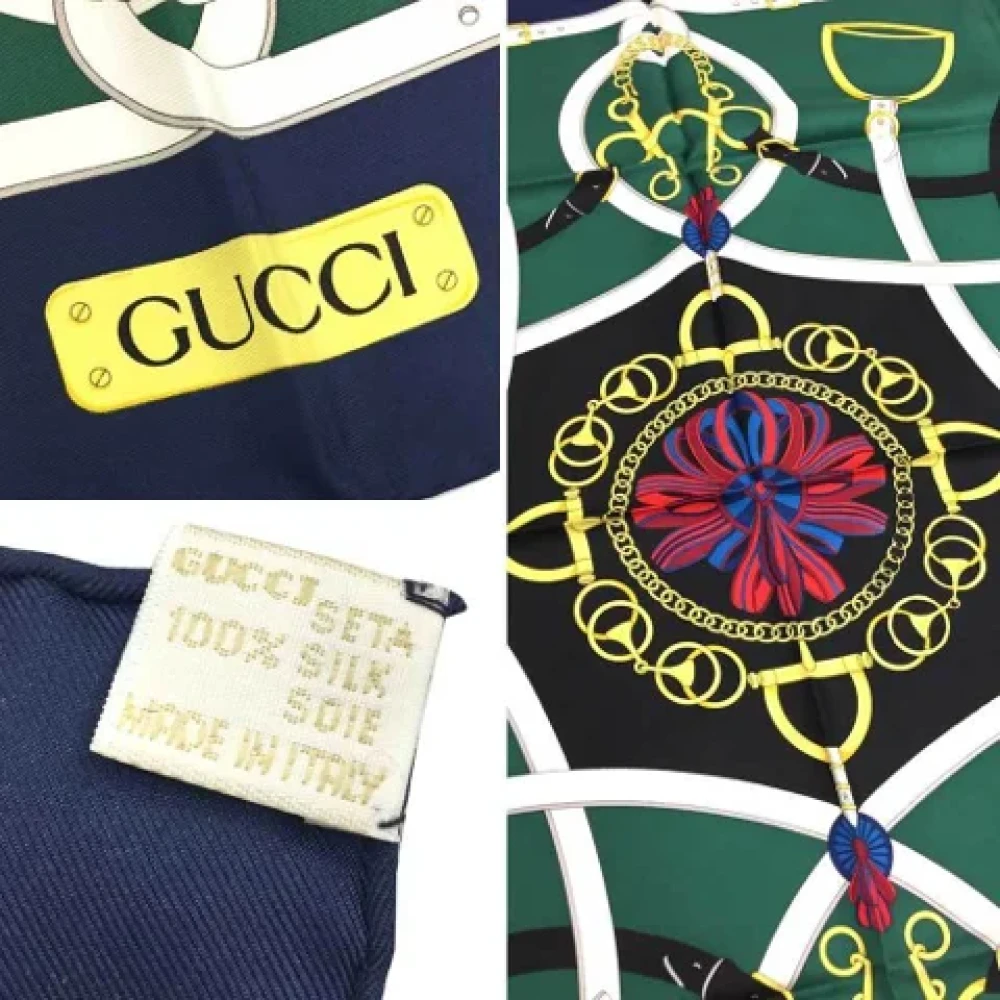 Gucci Vintage Tweedehands Groene Zijden Gucci Sjaal Green Dames