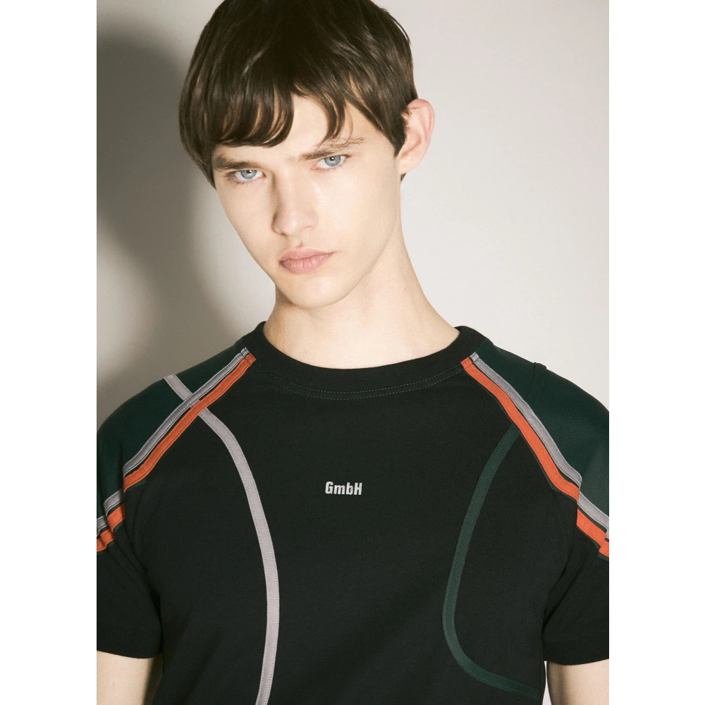GmbH Patchwork Crewneck Logo Print T-Shirt Black Heren