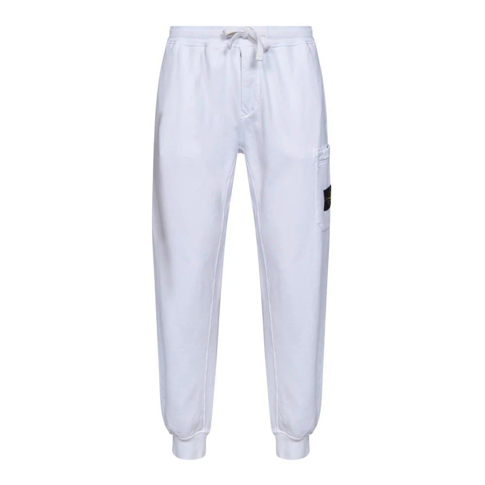 Stone Island , Sweatpants, Male, White, S, Slim-Fit Joggers With Cargo Pocket