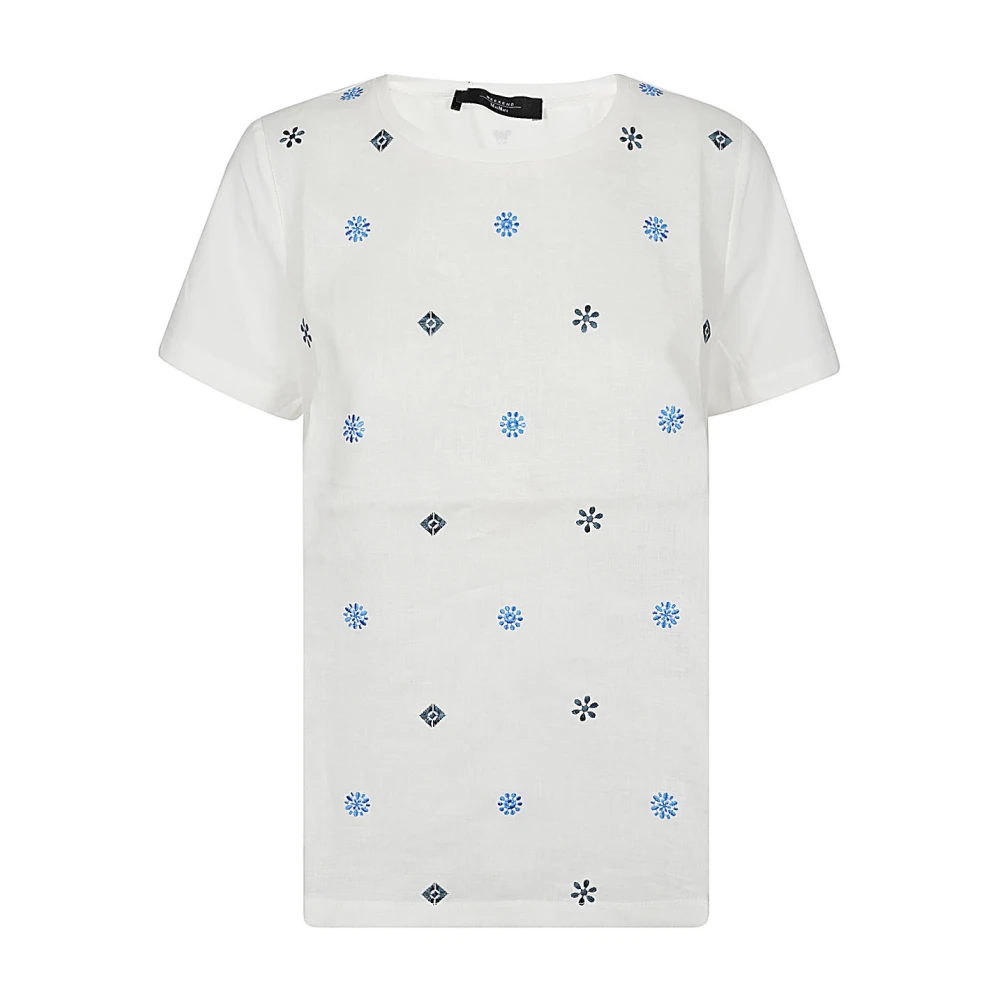 Max Mara Weekend Witte Geometrisch Geborduurd Katoenen T-shirt White Dames