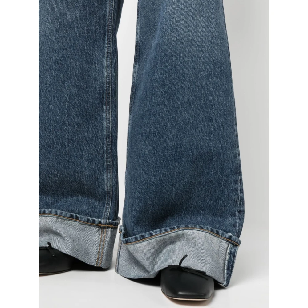 Agolde Wijde katoenen jeans met halfgewassen look Blue Dames