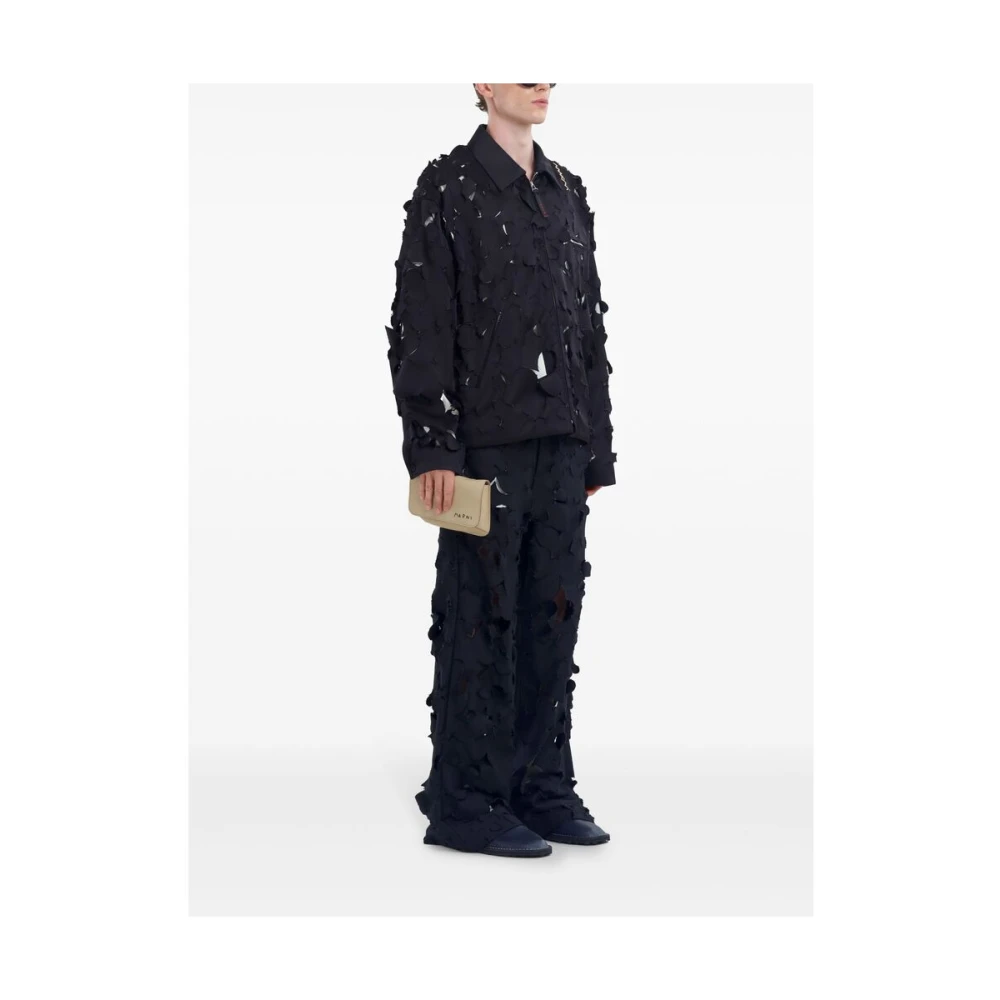 Marni Zwarte Katoenen Wijde Pijp Broek Black Heren