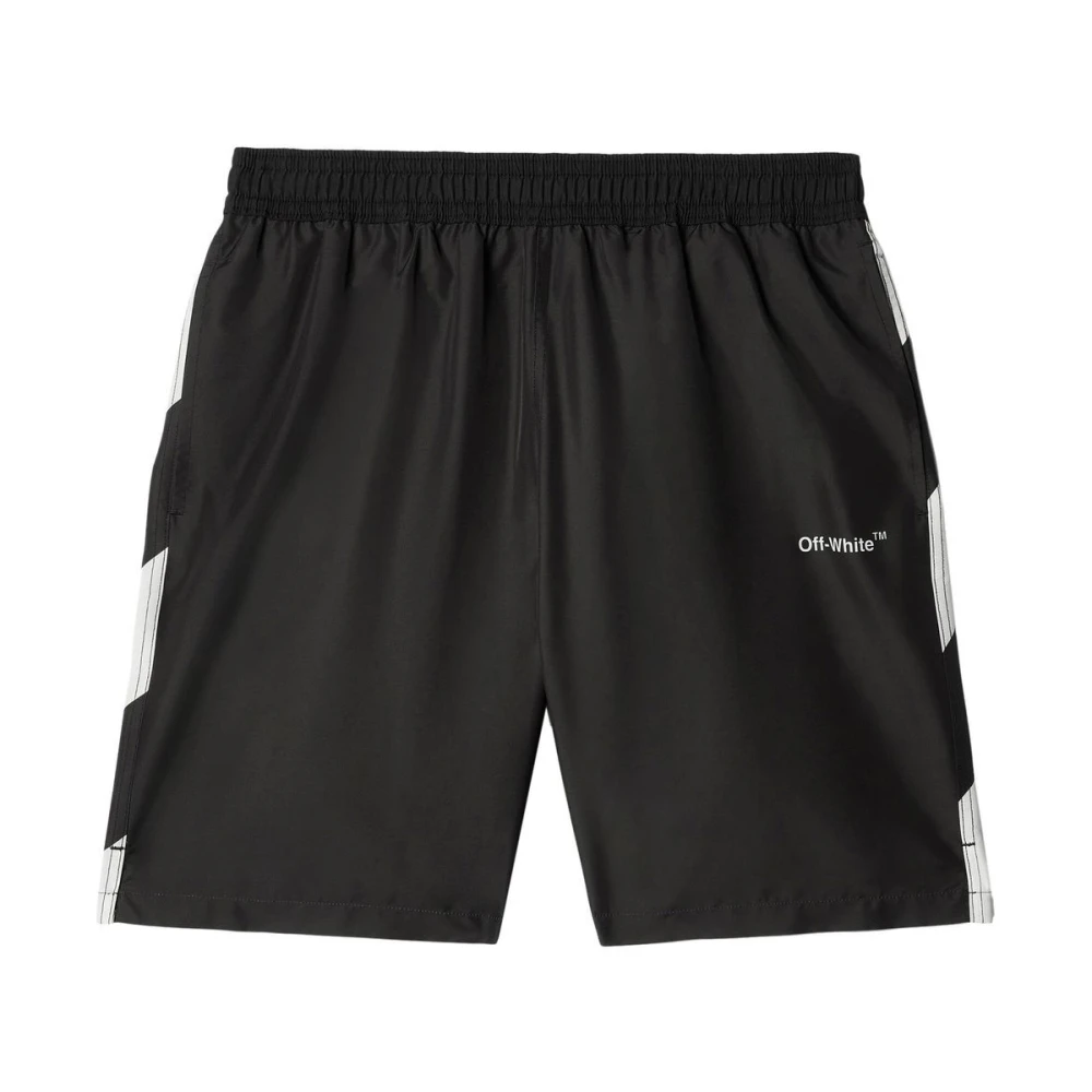 Off White Svart Logo Boxer med All-Over Print Black, Herr