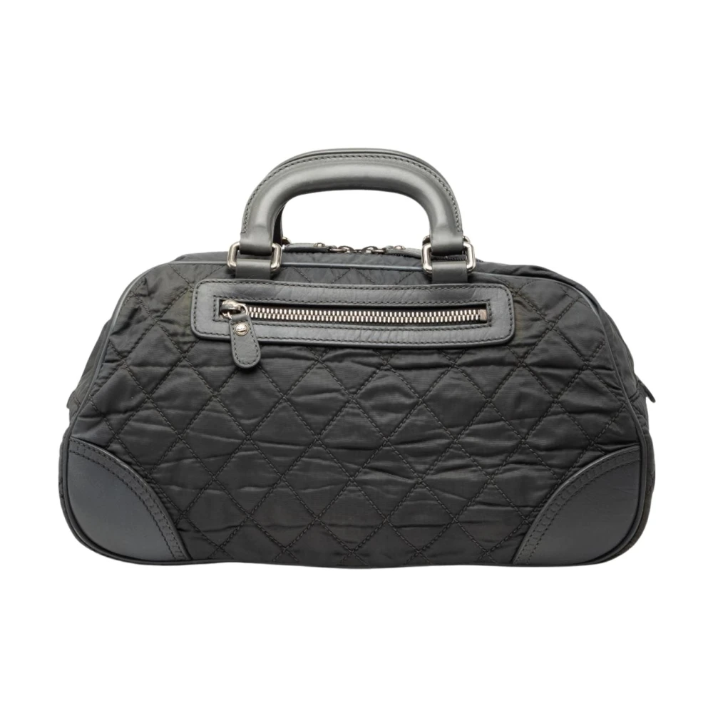 Chanel Vintage Women's Gray Pre-Owned Quilted Satchel Bag
