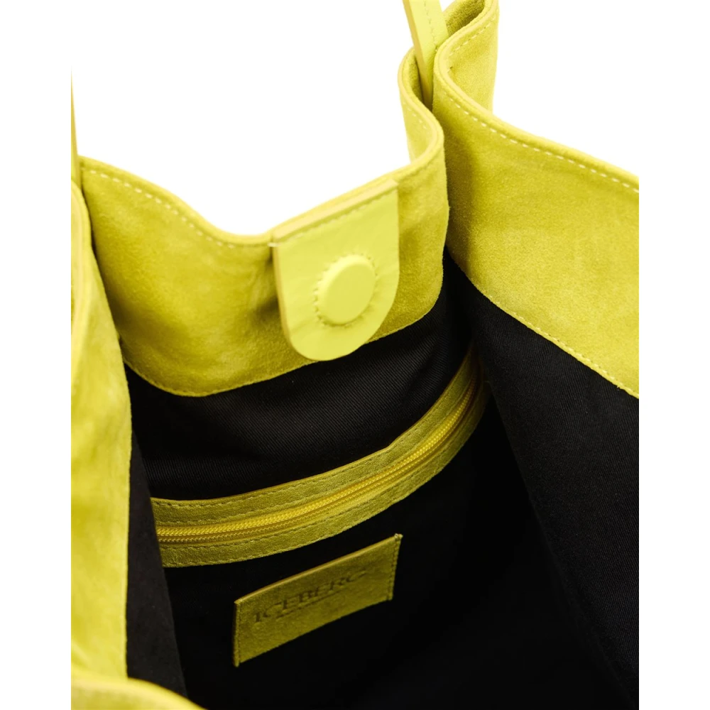 Iceberg Maxi Shopper Tas in Zwart Suède Yellow Dames