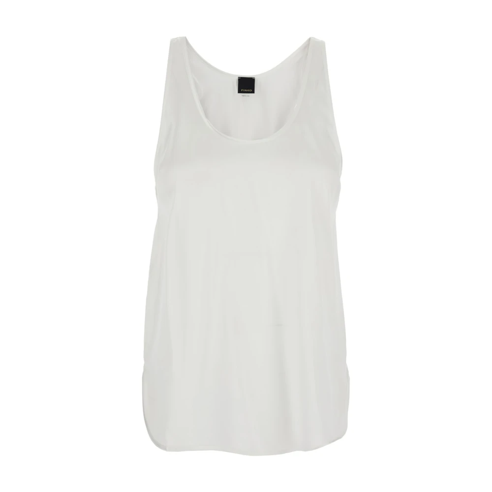 Pinko Witte Mouwloze Top van Zijdeblend White Dames