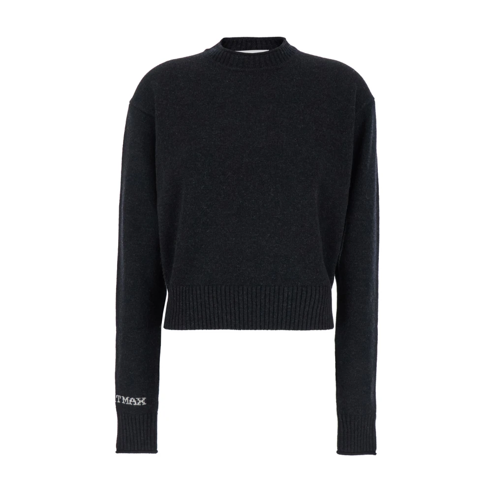 SPORTMAX Zwarte Crewneck Sweater met Logo Black Dames