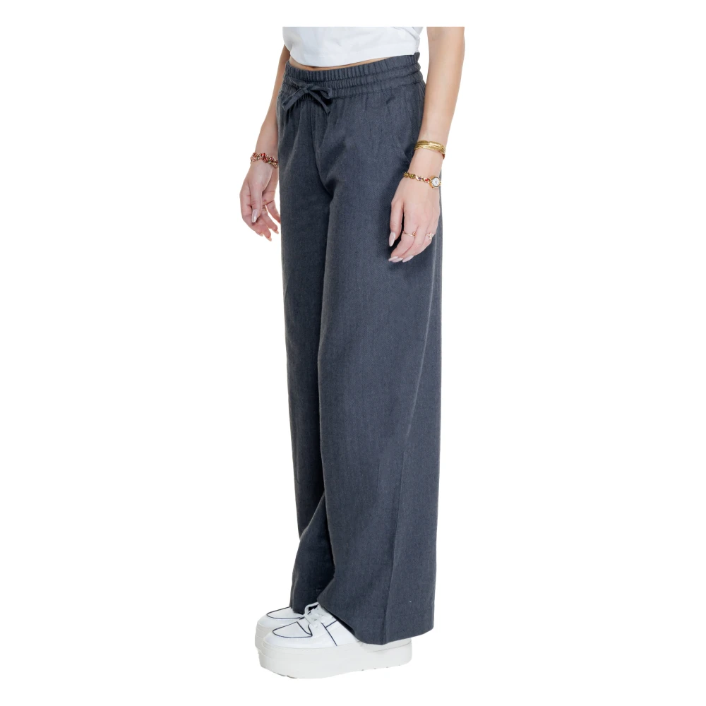 Jacqueline de Yong Grijze Vetersluiting Broek Herfst Winter Stijl Gray Dames