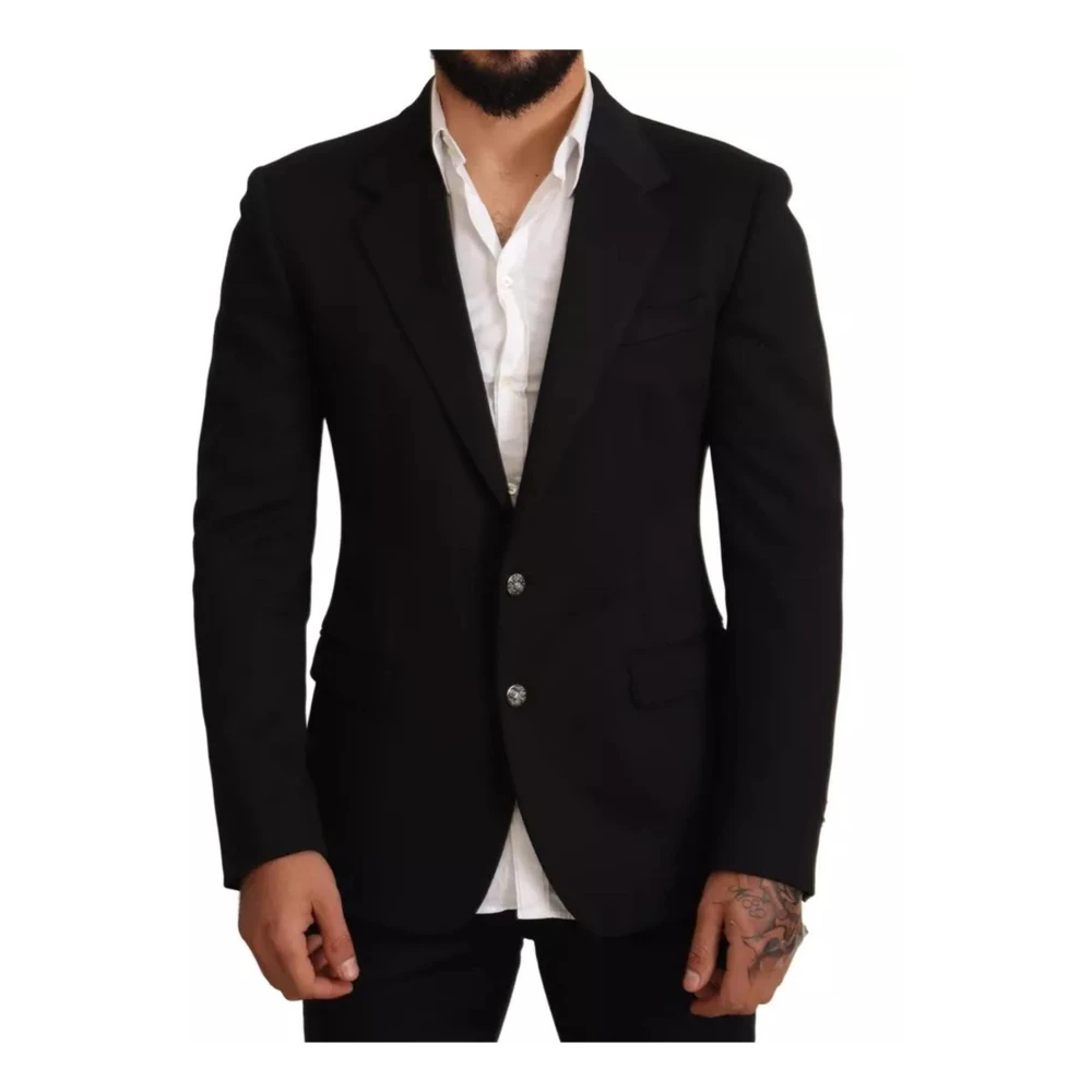 Dolce & Gabbana Zwarte Slim Fit Blazer Jas Black Heren